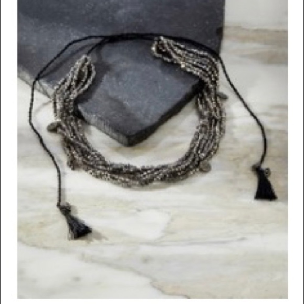 NWT 6 strand necklace crystal beads CZ accents